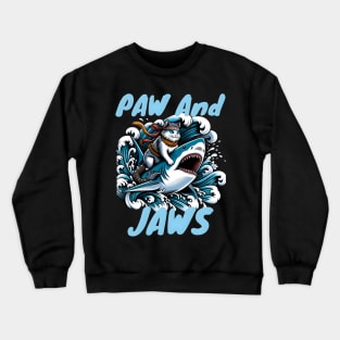 cat riding shark Crewneck Sweatshirt